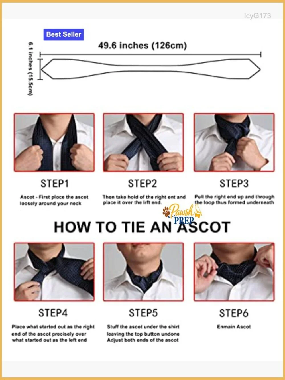 Silk Blend Ascot Tie for Wedding Formal Business Events